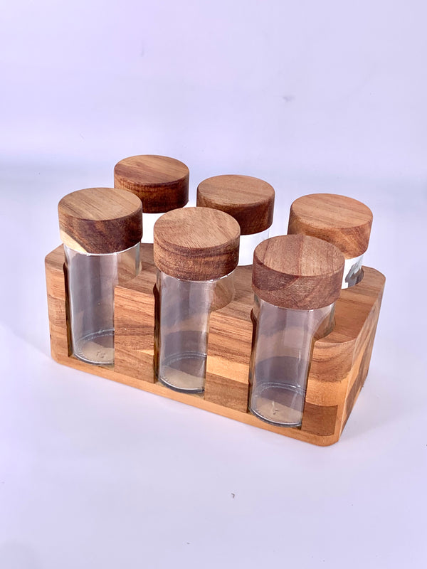 Conjunto com 6 Frascos para Especiarias com Suporte – Organização e Charme na Sua Cozinha