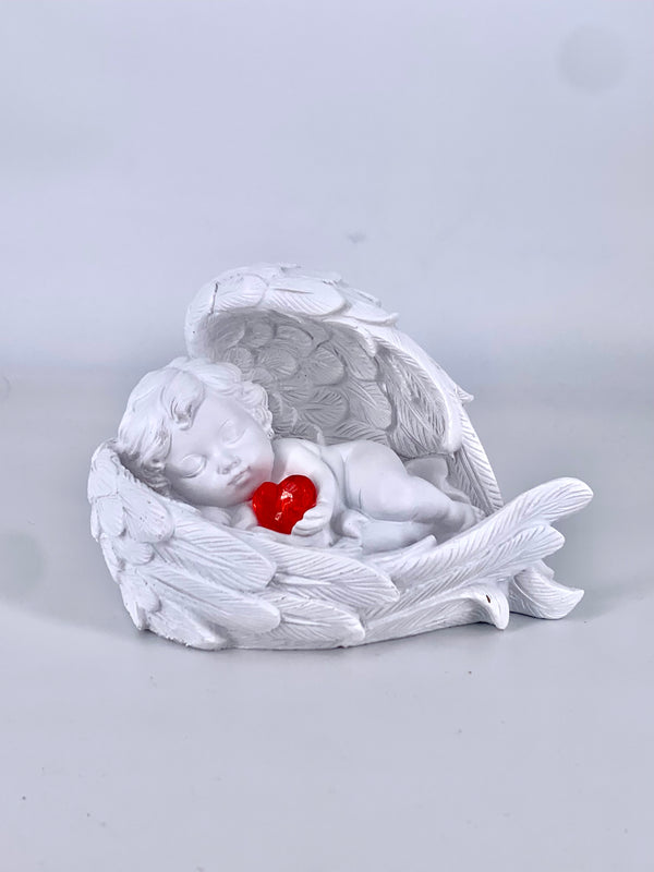 Anjo Decorativo Deitado com Coração de Luz - Beleza, Paz e Luz no Seu Espaço