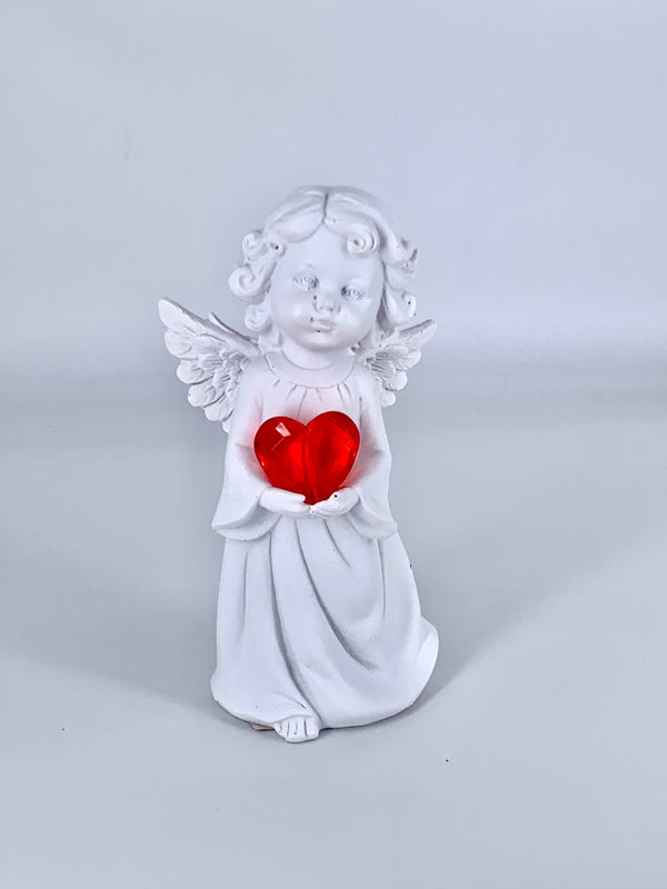 Anjinho Decorativo com Coração Iluminado - Amor e Proteção Iluminados