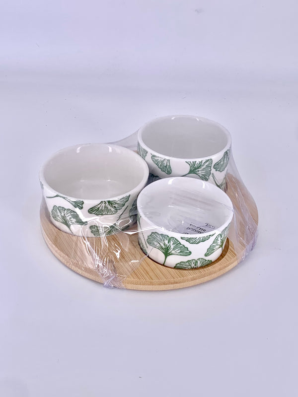 Conjunto de 3 Taças para Aperitivos com Base em Bambu – Charme e Praticidade na Sua Mesa