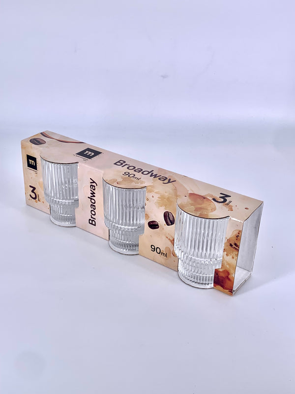 Conjunto com 3 Chávenas de Café em Vidro Transparentes com Asa