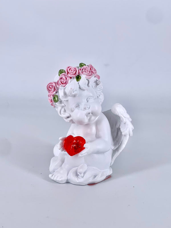 Anjo Decorativo com Coração Iluminado e Coroa - Elegância e Luz para sua Casa