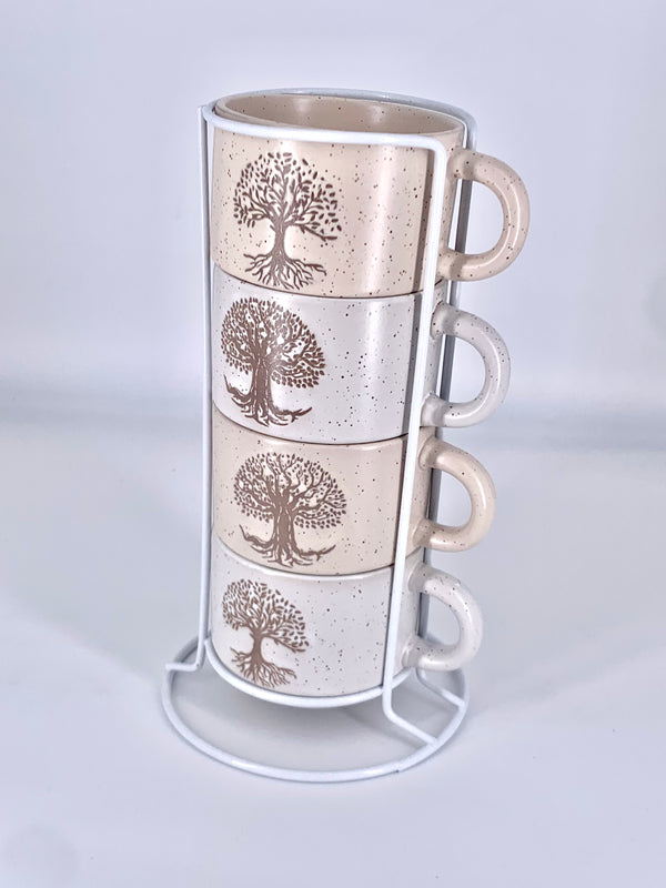 Conjunto de 4 Chávenas com Suporte – Charme e Praticidade para o Seu Café ou Chá